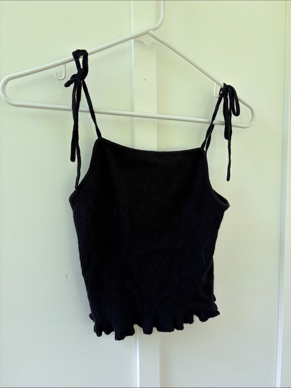Black Tie-Shoulder Knit Tank Top - Women's